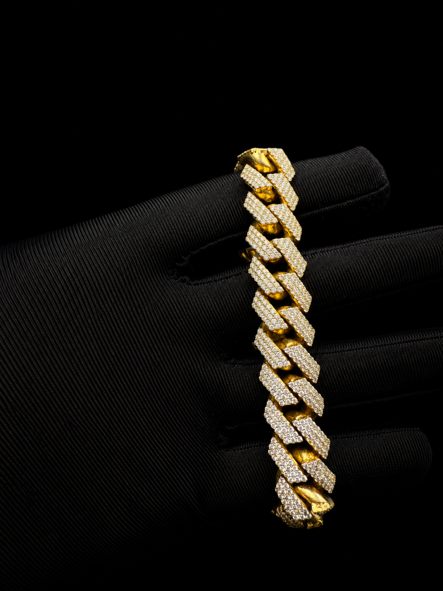 10k gold 16mm diamond Cuban bracelet