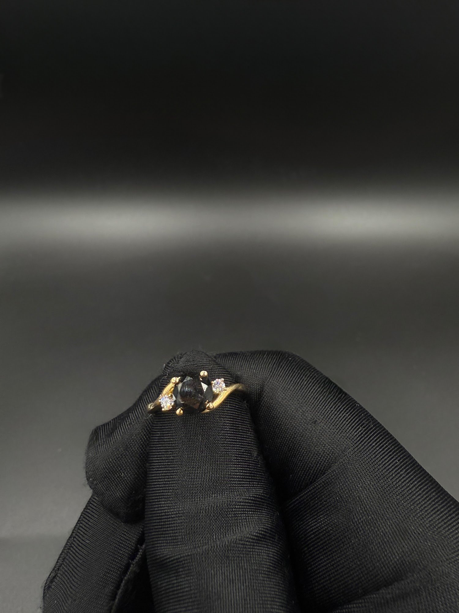10k gold black lab diamond ring