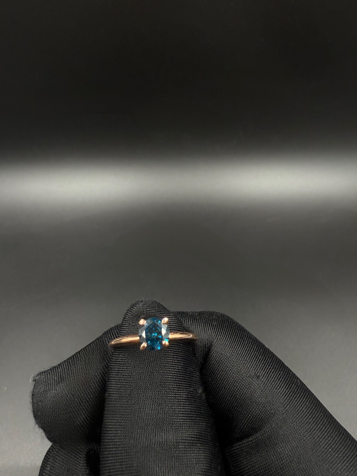 10k gold blue lab diamond ring
