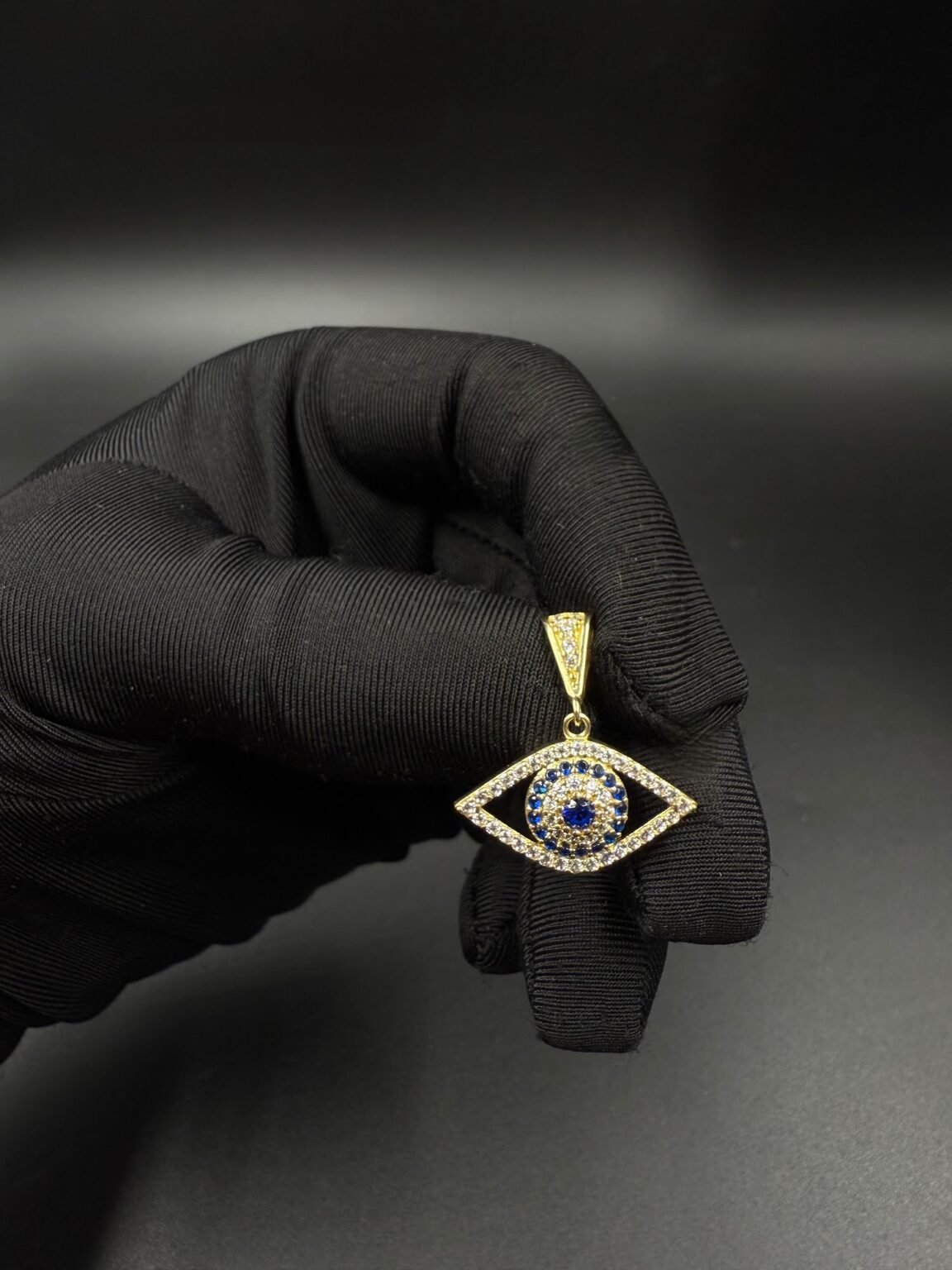 10k gold cz evil eye pendant