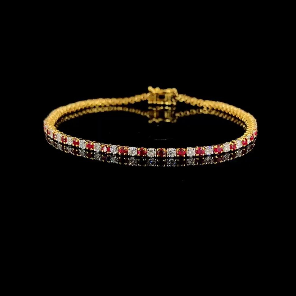 10k gold diamond and ruby bracelet
