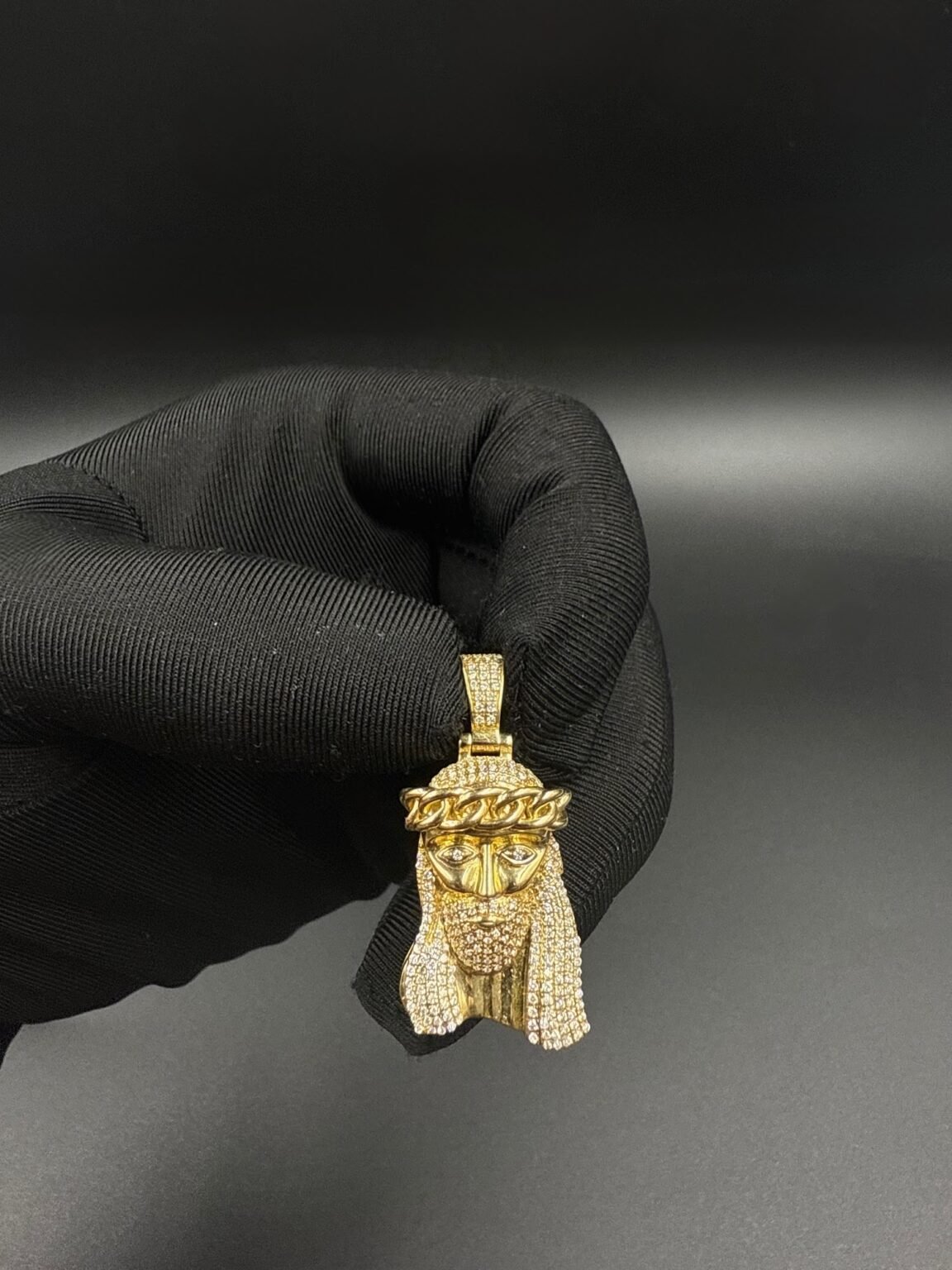 10k gold diamond Jesus pendant