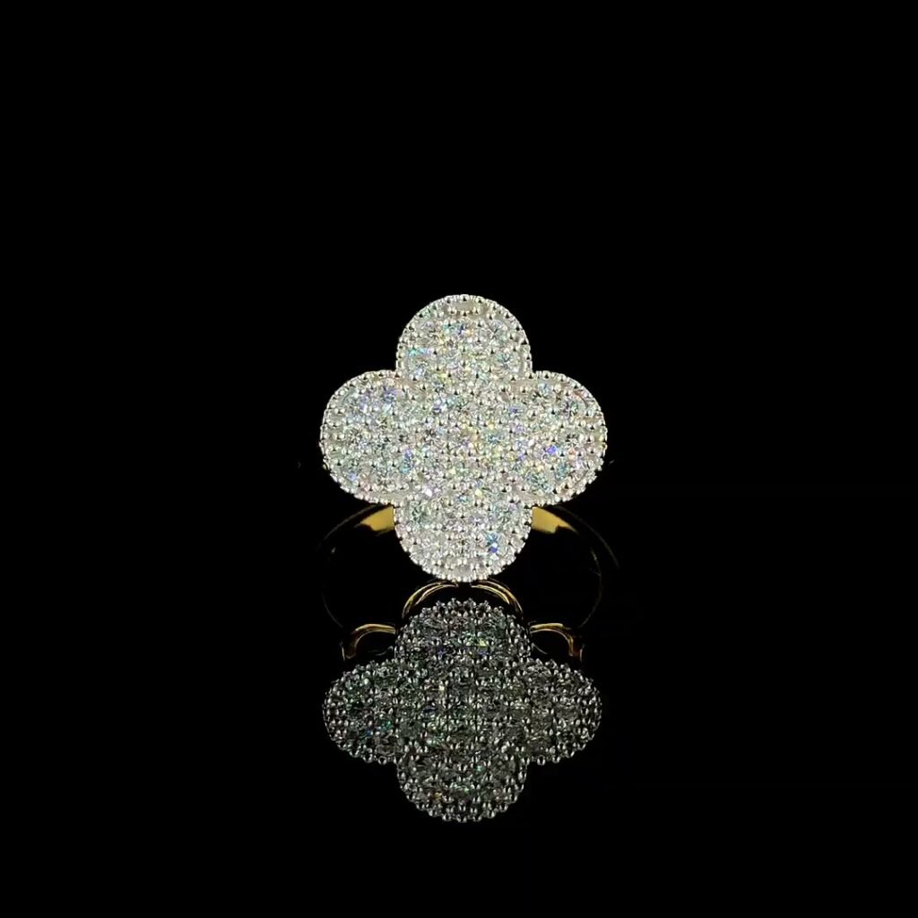 10k gold lab diamond clover ring