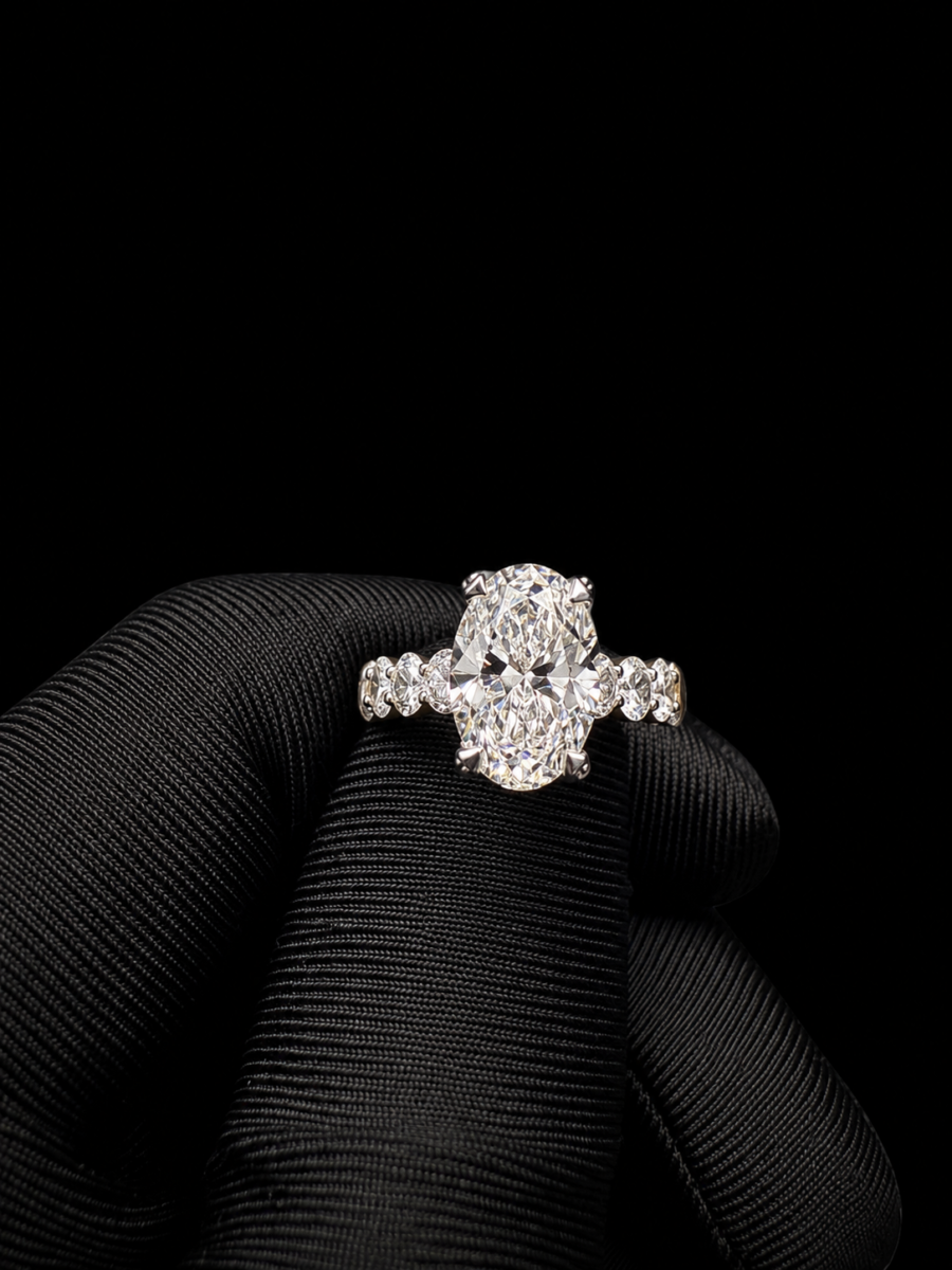 14k gold 3ct lab diamond oval ring