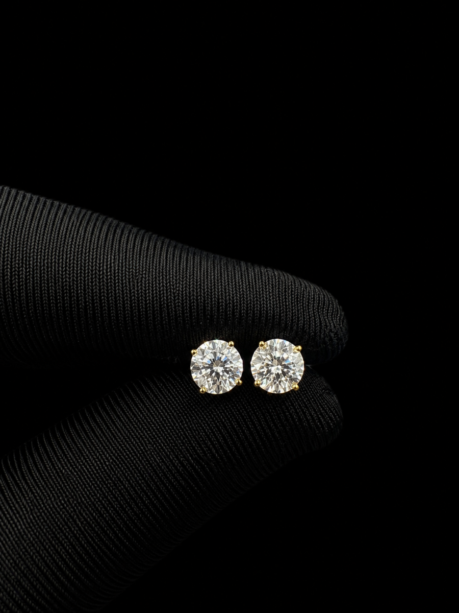 10k gold 2.25ct vs lab diamond earrings