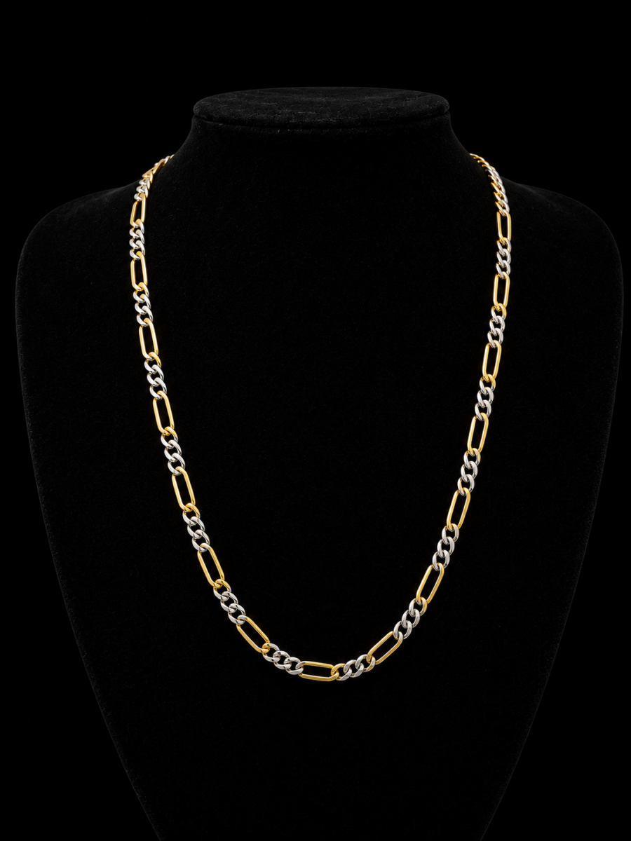 10k gold two tone figaro chain