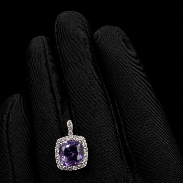 10k gold diamond and purple sapphire pendant