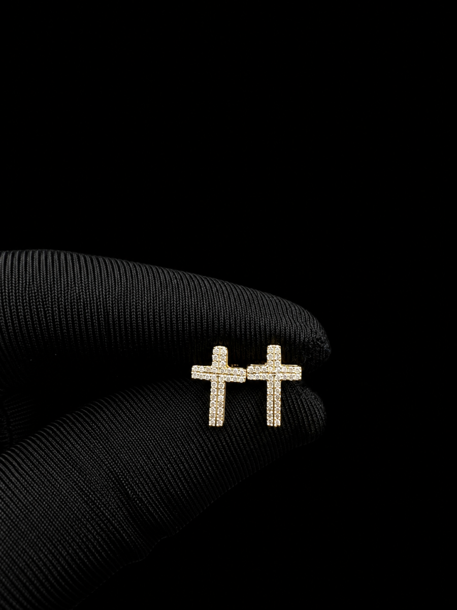 10k gold diamond cross earrings