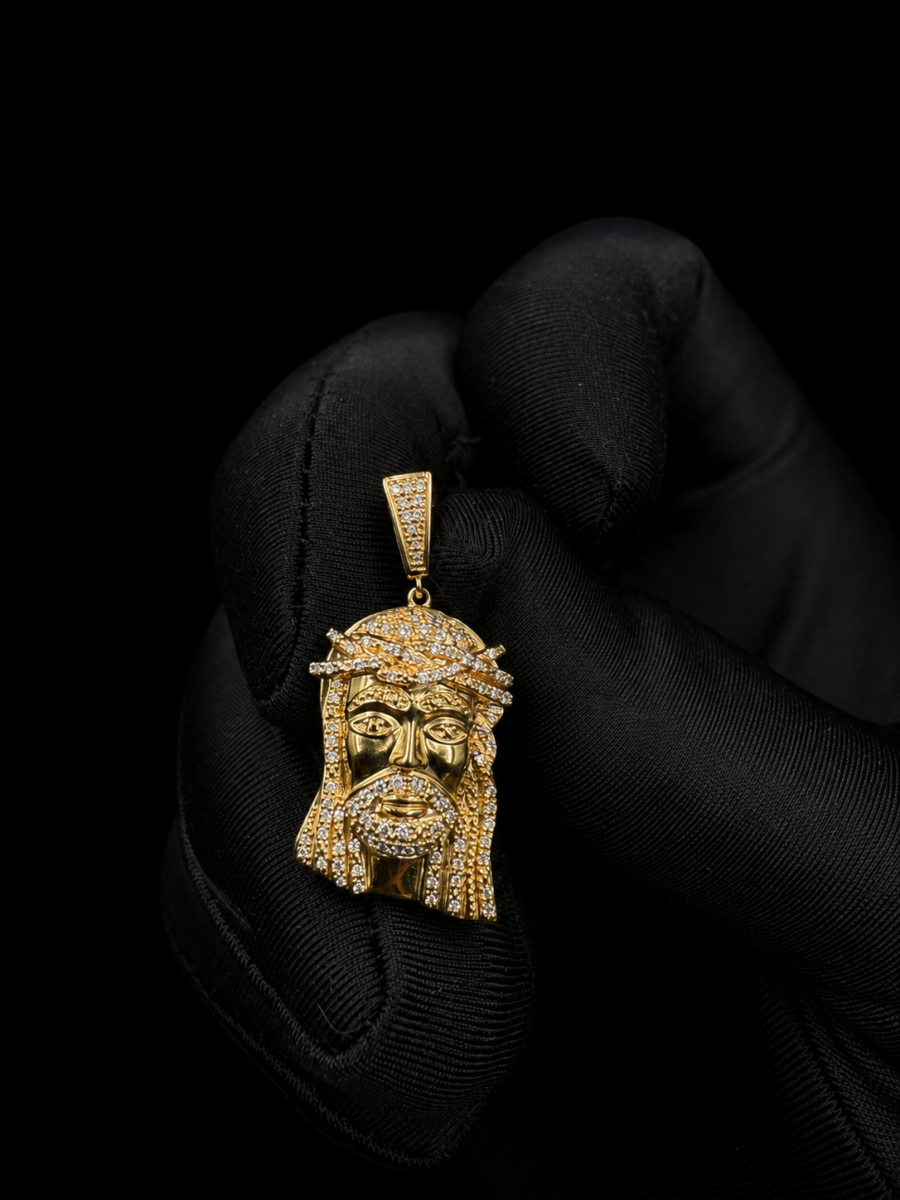 10k gold diamond Jesus pendant