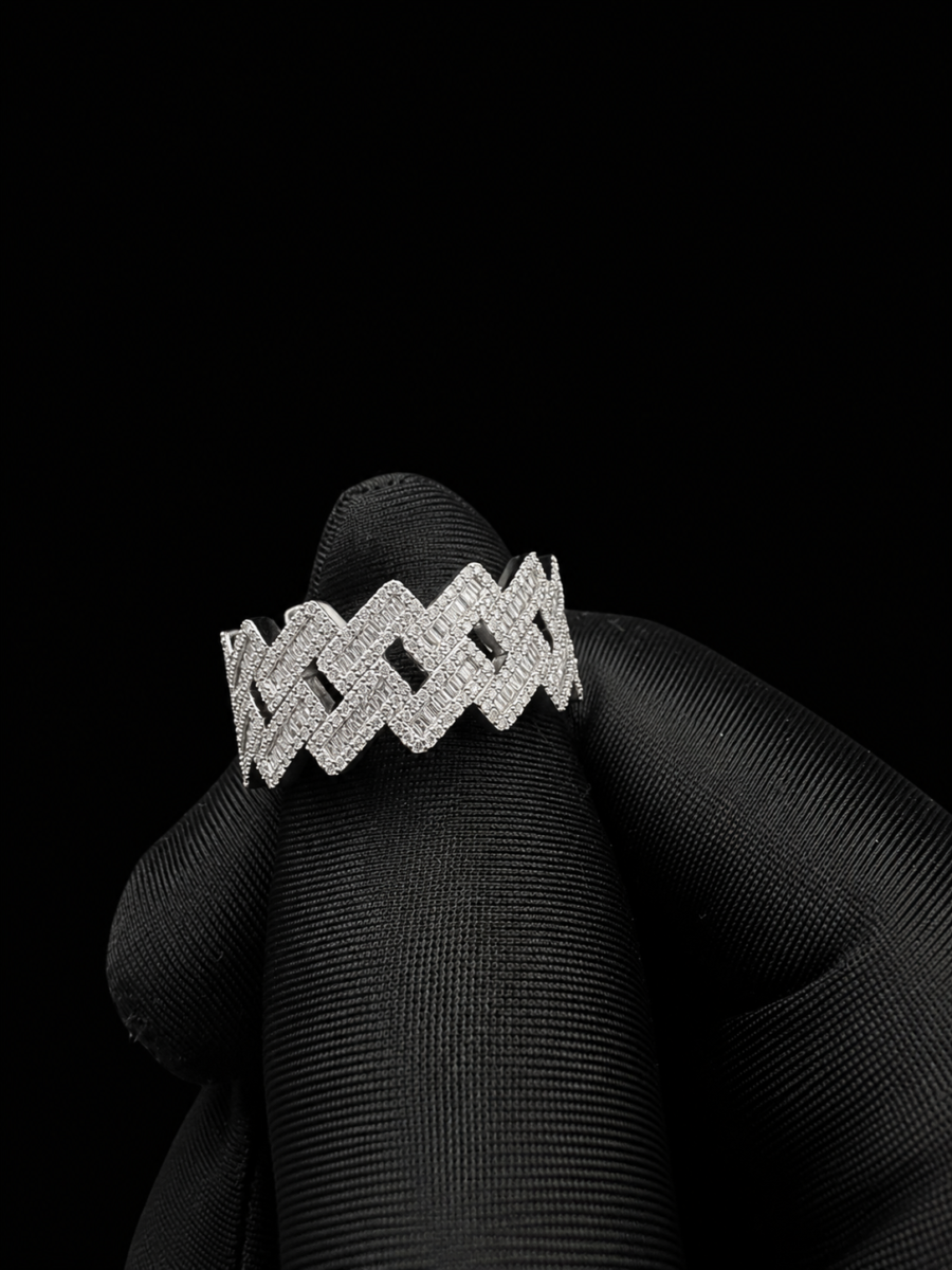 14k gold natural diamond Cuban ring