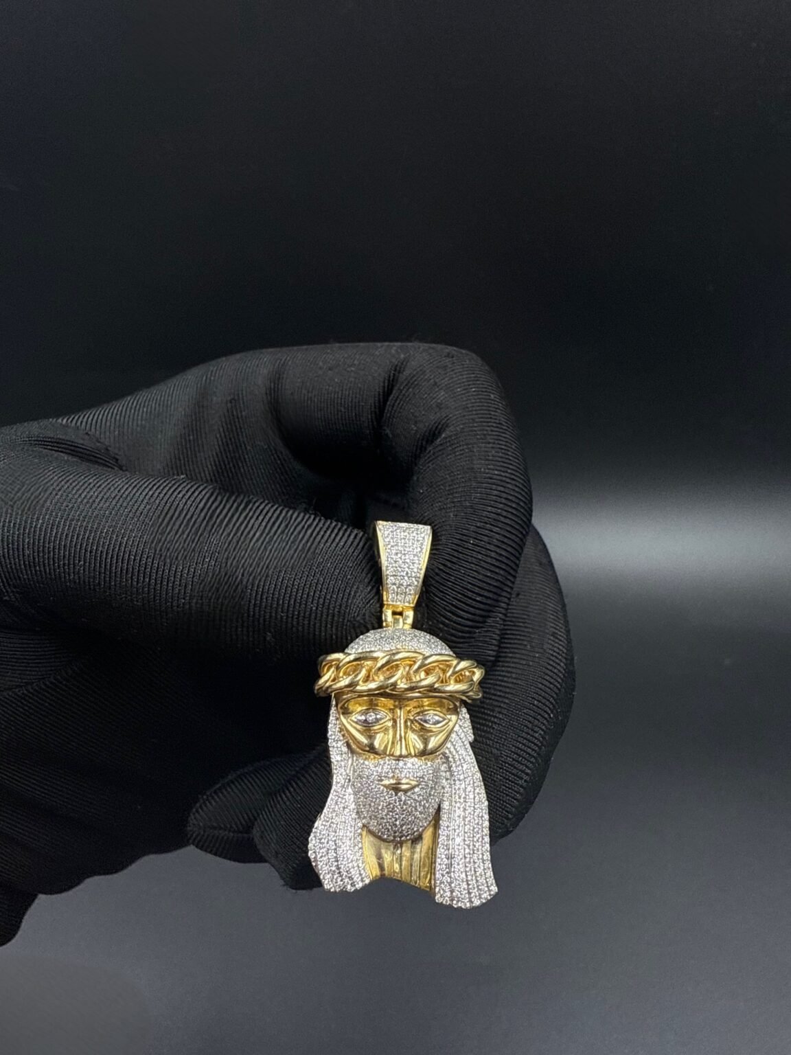 10k gold diamond Jesus pendant
