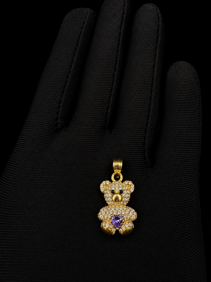 10k gold teddy bear pendant