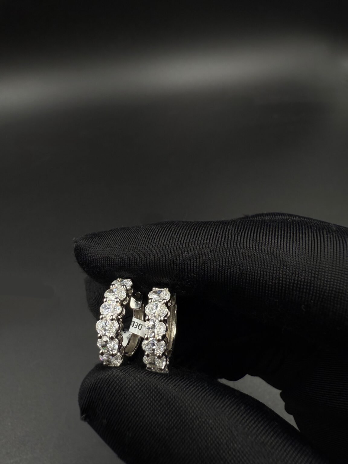 14k gold oval lab diamond earrings.