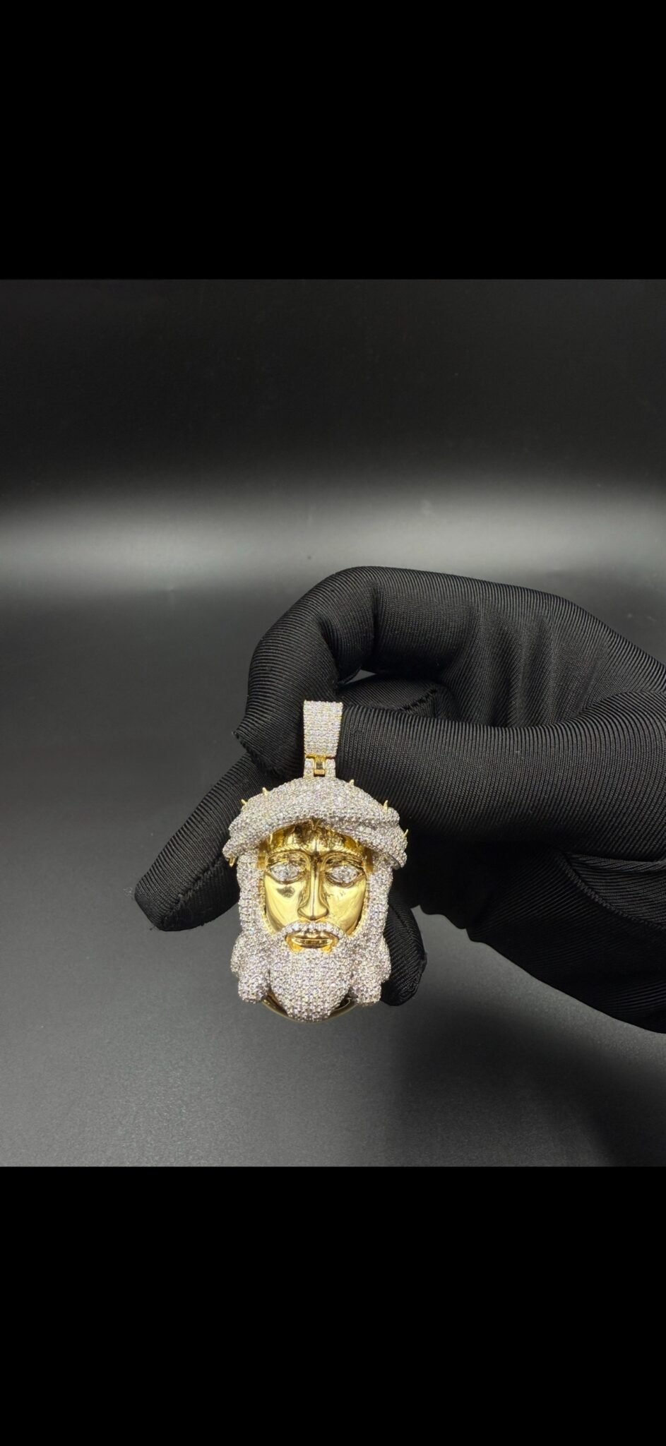 10k gold and lab diamond Jesus pendant