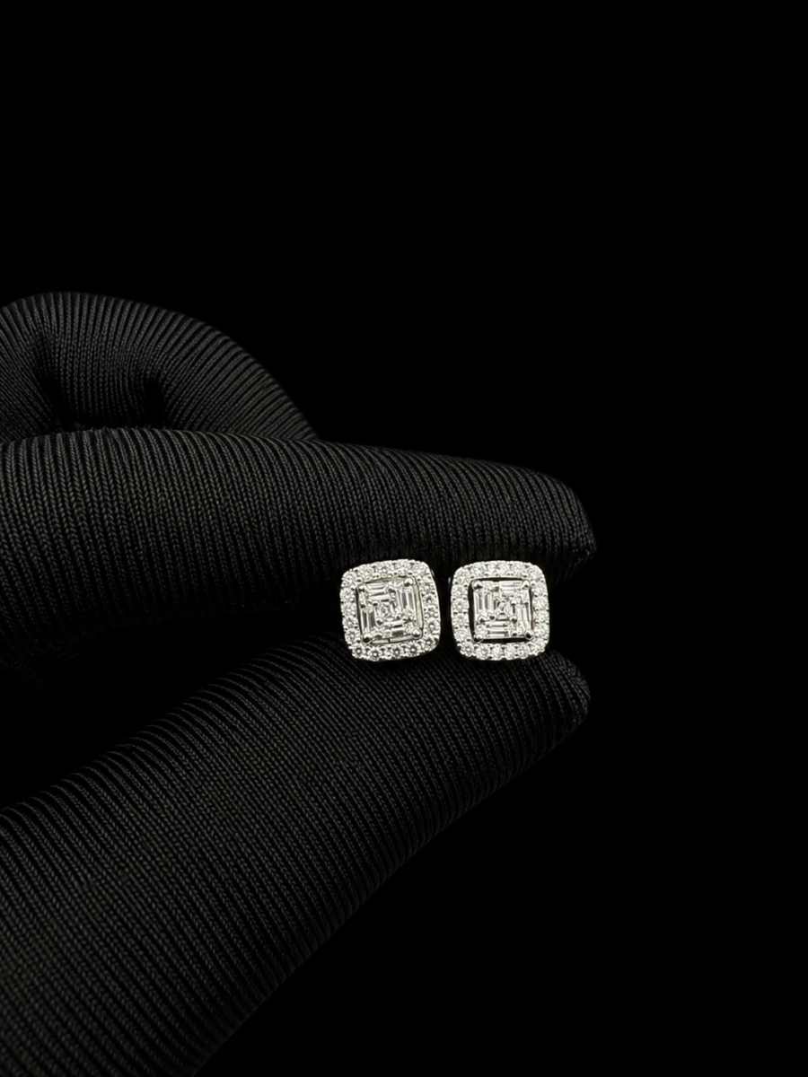 10k gold bagguette diamond earrings