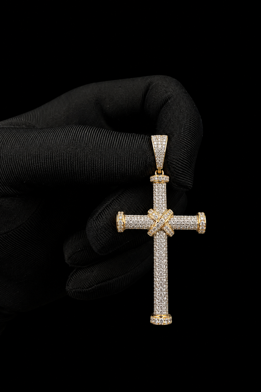10k gold 1ct natural diamond cross pendant