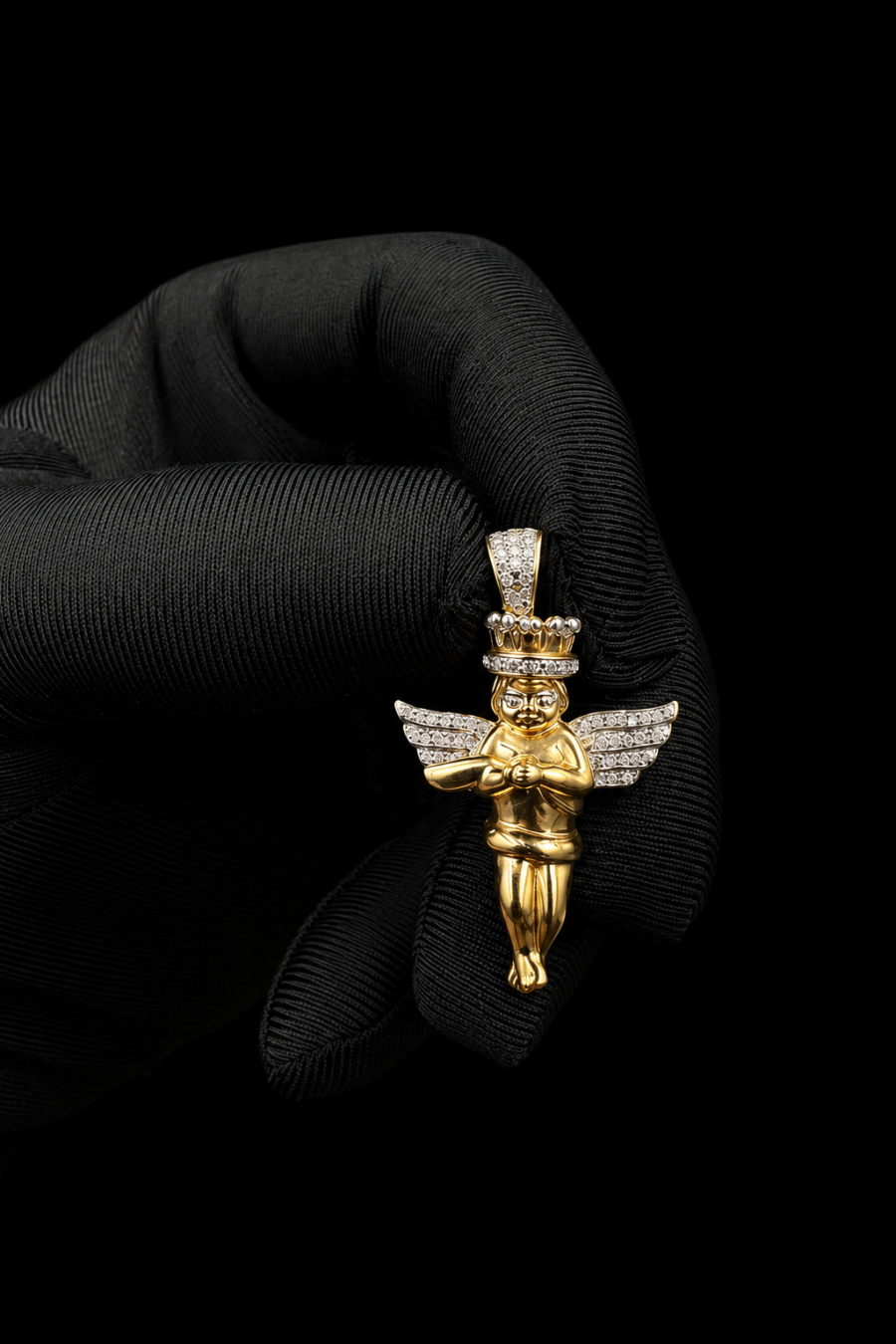 10k gold diamond angel pendant