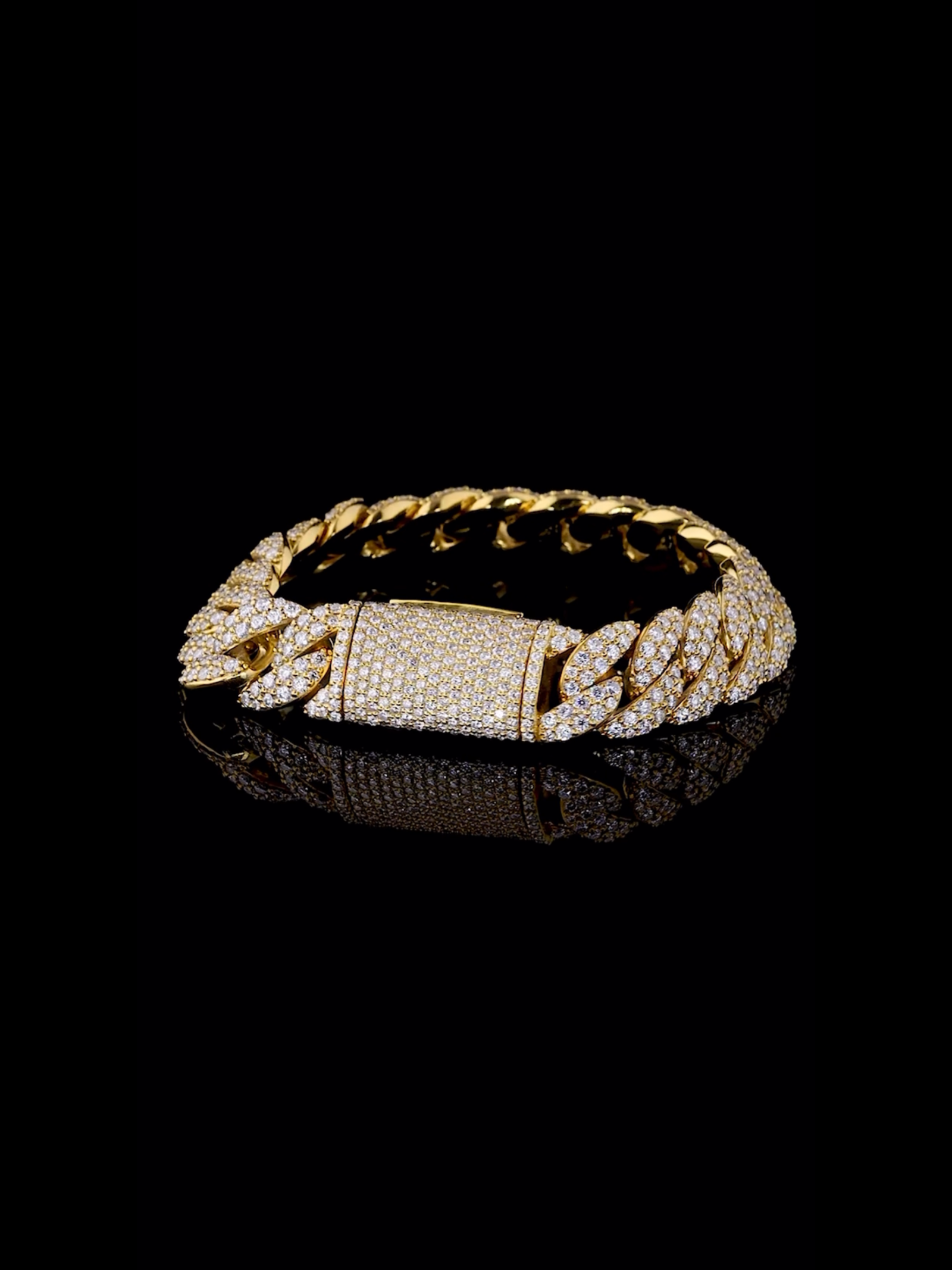 10k gold 14mm lab diamond Cuban bracelet