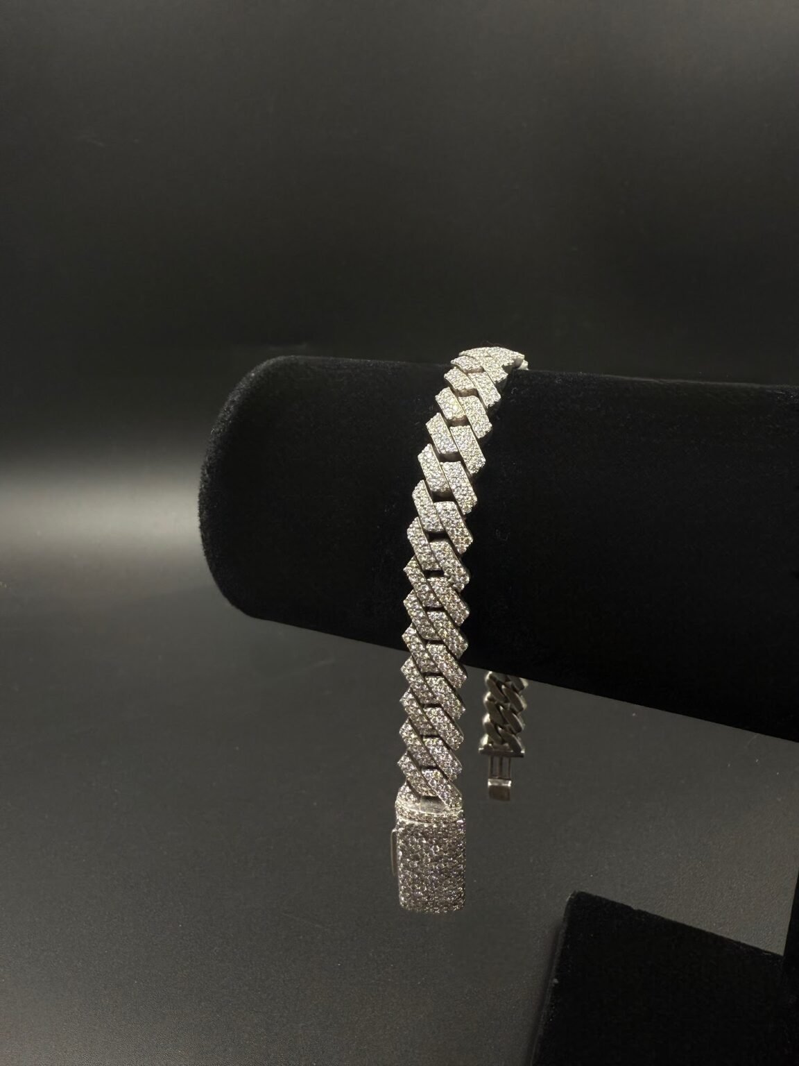 Silver and moissanite Cuban bracelet