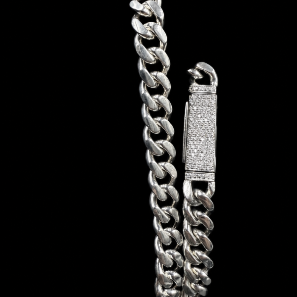 Silver and moissanite Cuban chain
