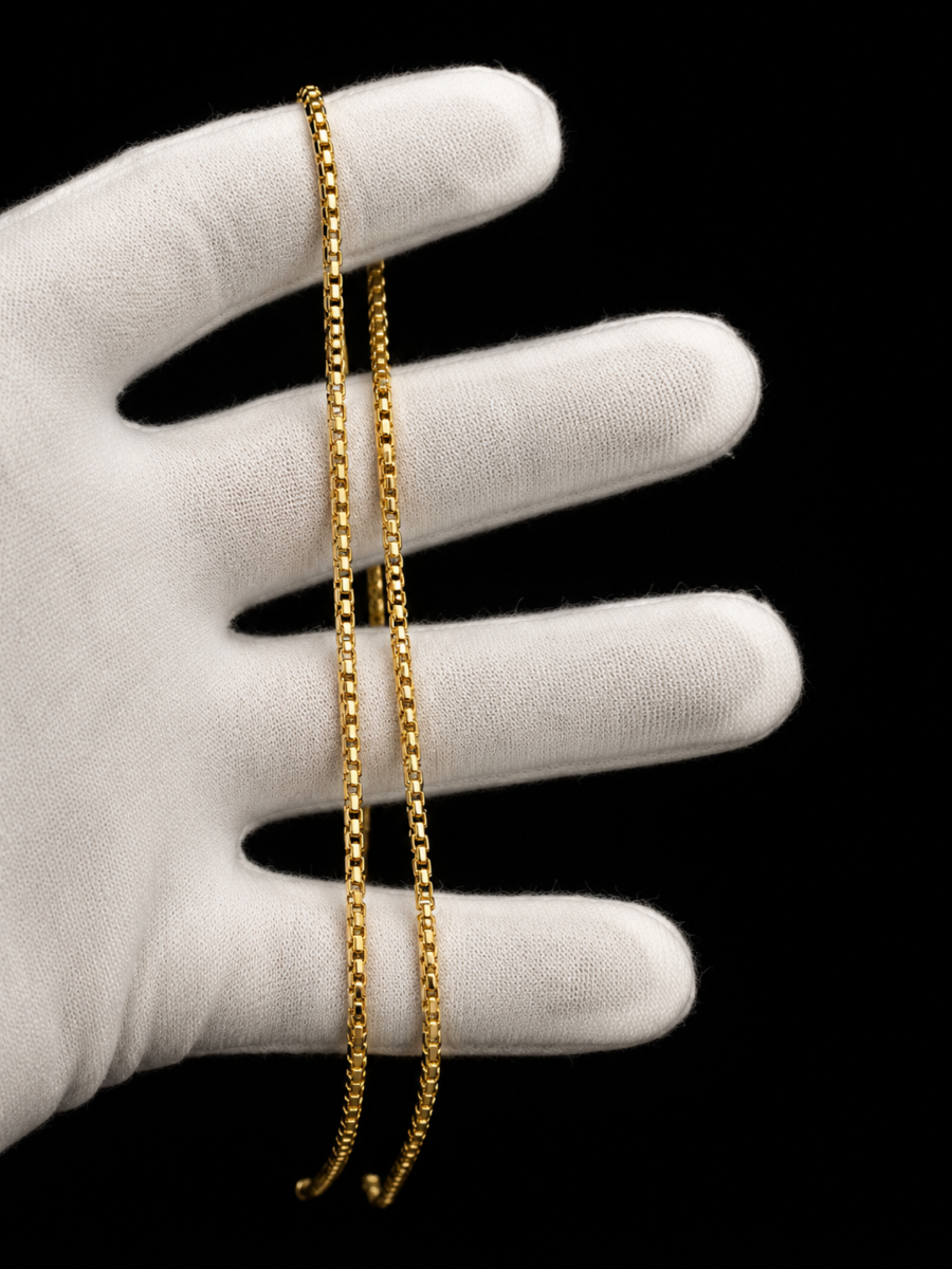 10k gold solid box link chain