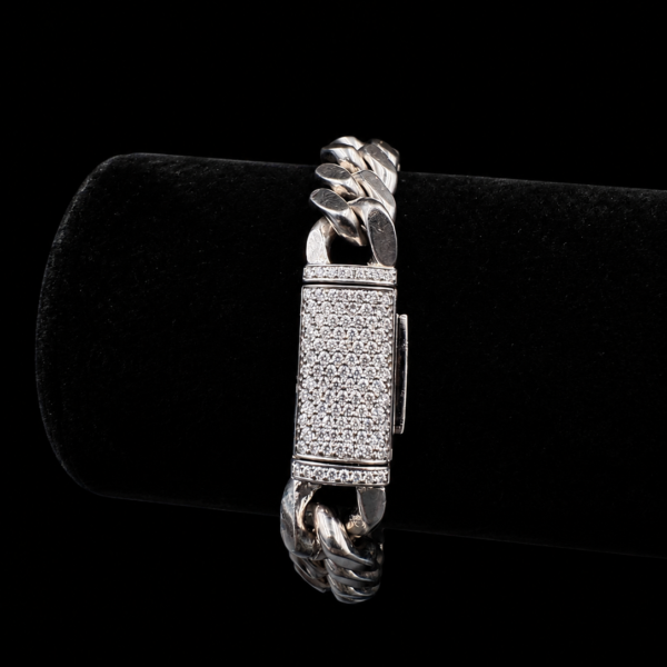 11mm silver Cuban and moissanite bracelet