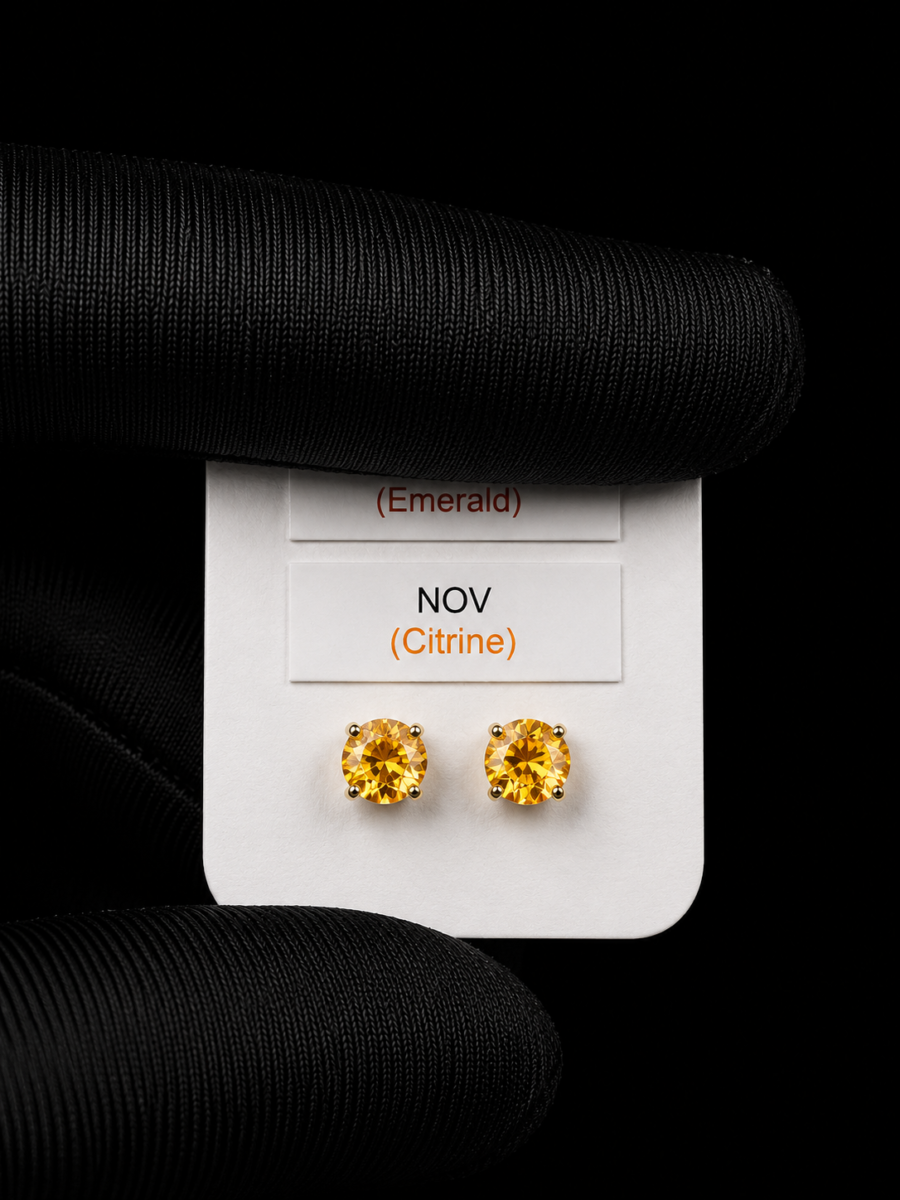 14k gold citrine gemstone earrings