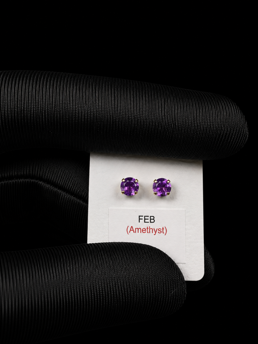 14k gold Amethyst gemstone earrings