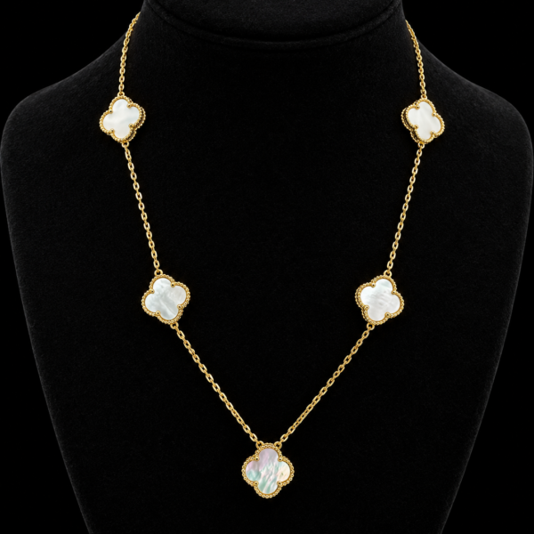 10k gold gemstone clover necklace