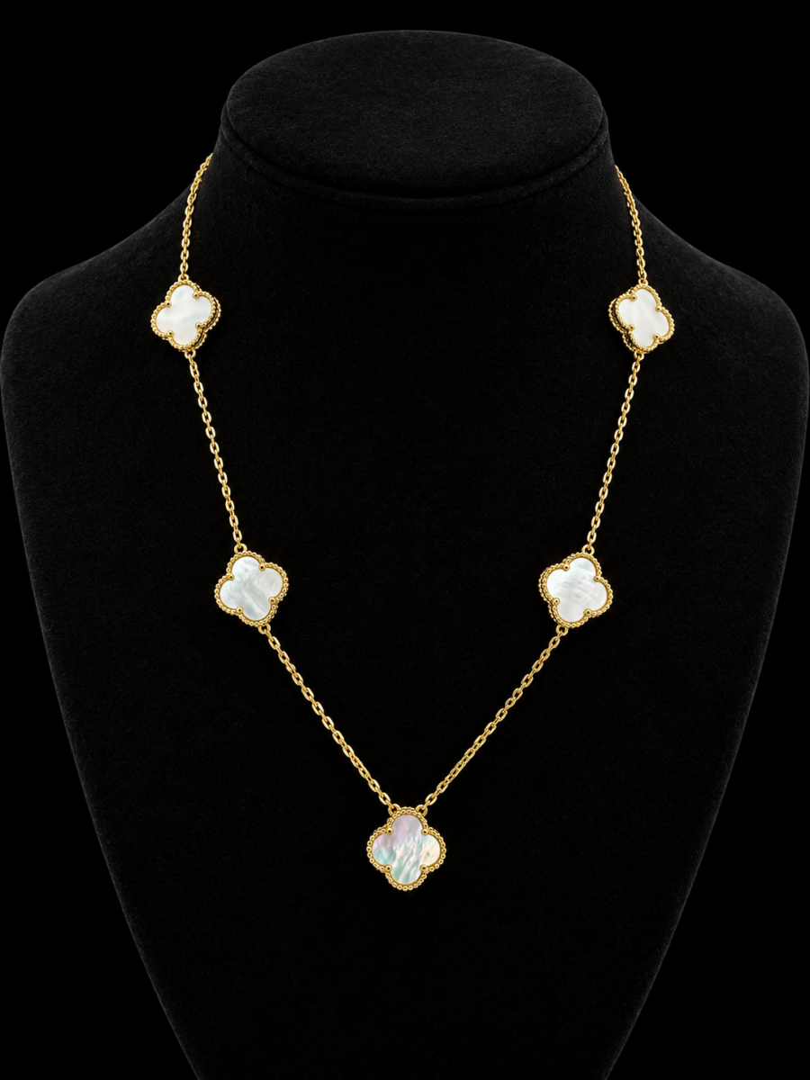 10k gold gemstone clover necklace
